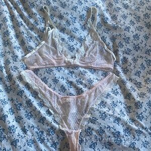 Free people intimates midweek bralette & thong set in pale pink.